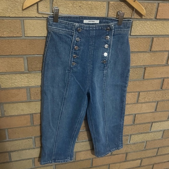 GRLFRND Revolve Adina in Make Waves Cropped High Rise Button Fly Jeans Size 24 - Picture 2 of 6